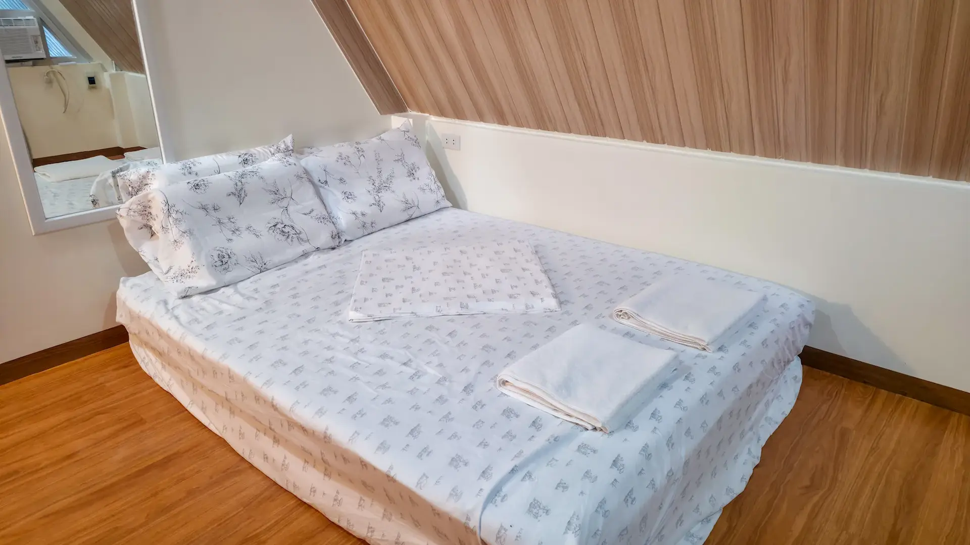 Twin A-Frame Room sofa bed setup — sleeps up to 4 guests